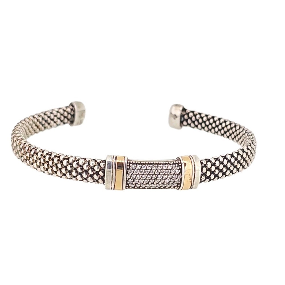 Phillip Gavriel Diamond 18K And Sterling Silver Popcorn Bracelet Size 7