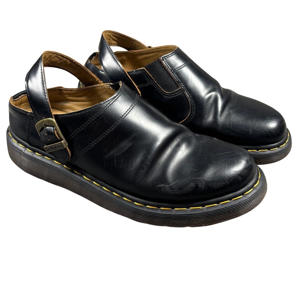 Dr. Martens Doc Isham Clog Mules 11M 12L Black Laketen Leather Slingback Slip On