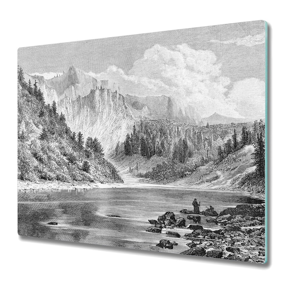 Glass Surface Protector H& Drawn Mountains Landscape hills forest 60x52