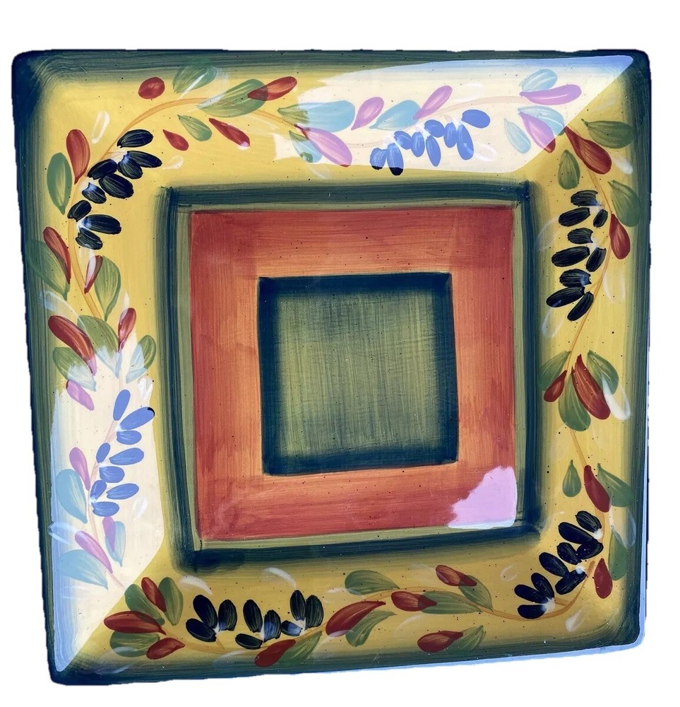 Tabletops Gallery LA PROVINCE CORSICA Handpainted Salad Plate 8.25 Inch, Square