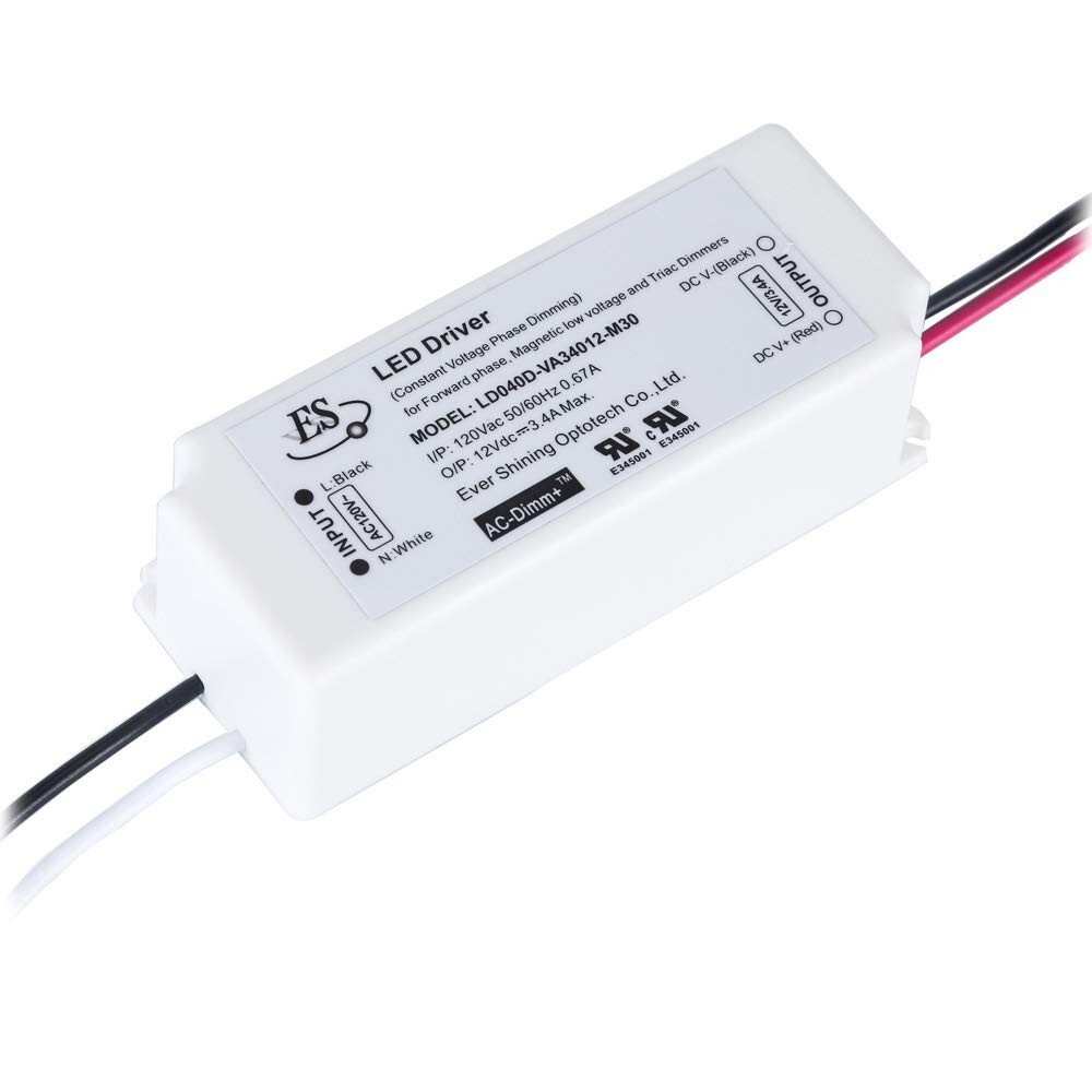 Compact 12V Dimmable LED Power Supply - 3.4A Triac Driver with OVP Protection