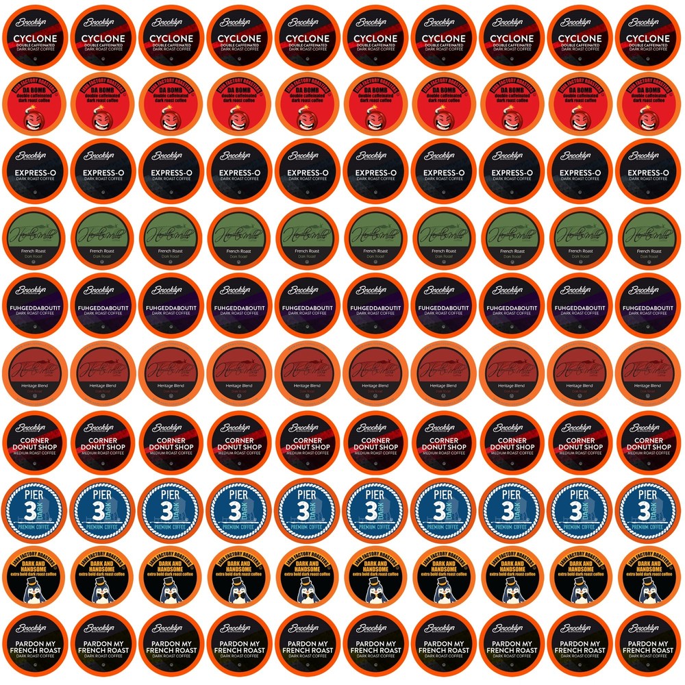 Two Rivers Coffee Bold Roast Coffee Pods, 2.0 Keurig,Variety Sampler Pack,100 Ct