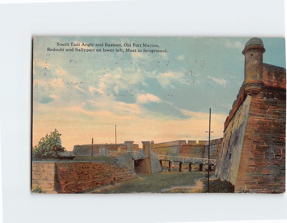 Postcard South East Angle and Bastion, Old Fort Marion, St. Augustine, Florida