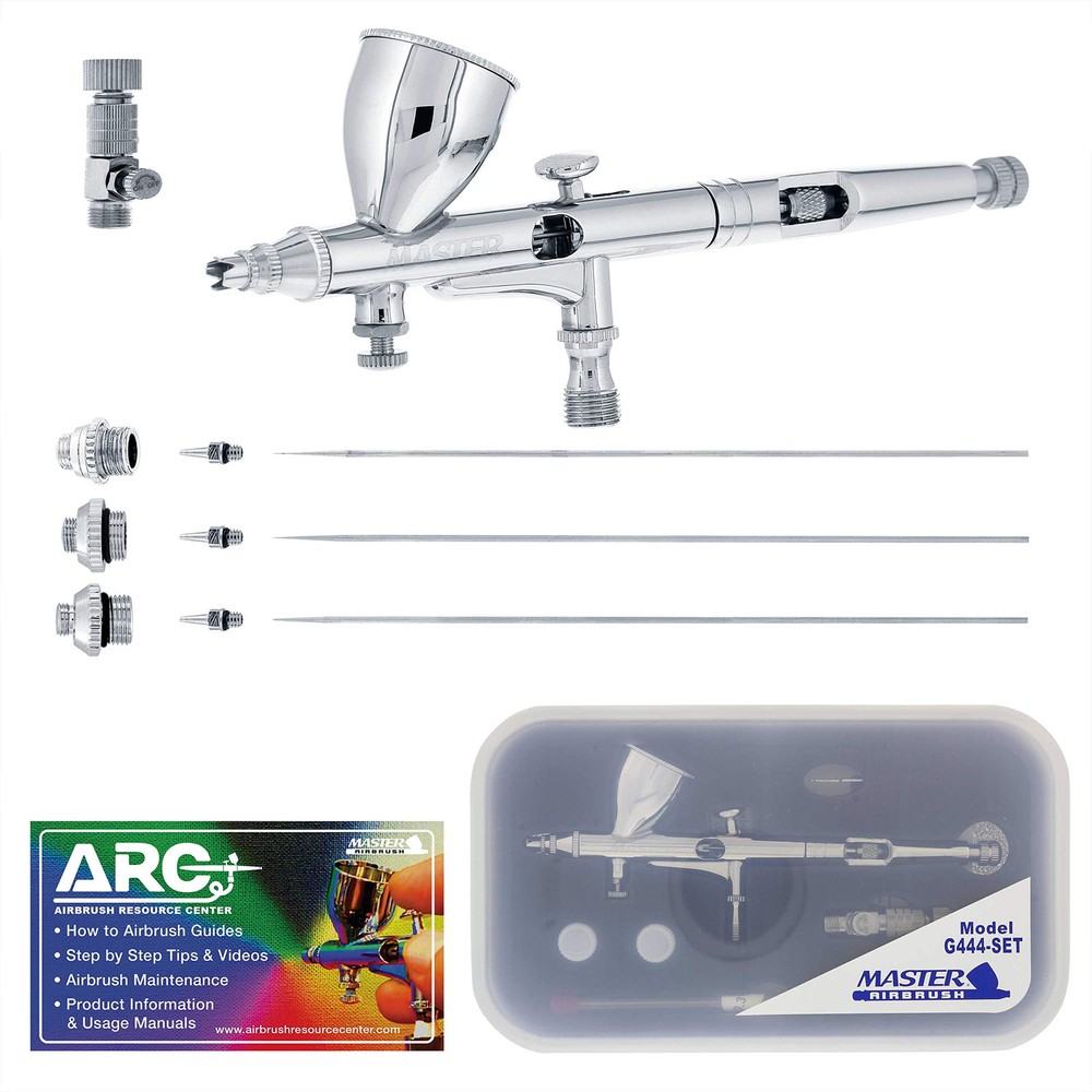 G444-SET High Precision Detail Control Dual-Action Gravity Feed Airbrush Prof...