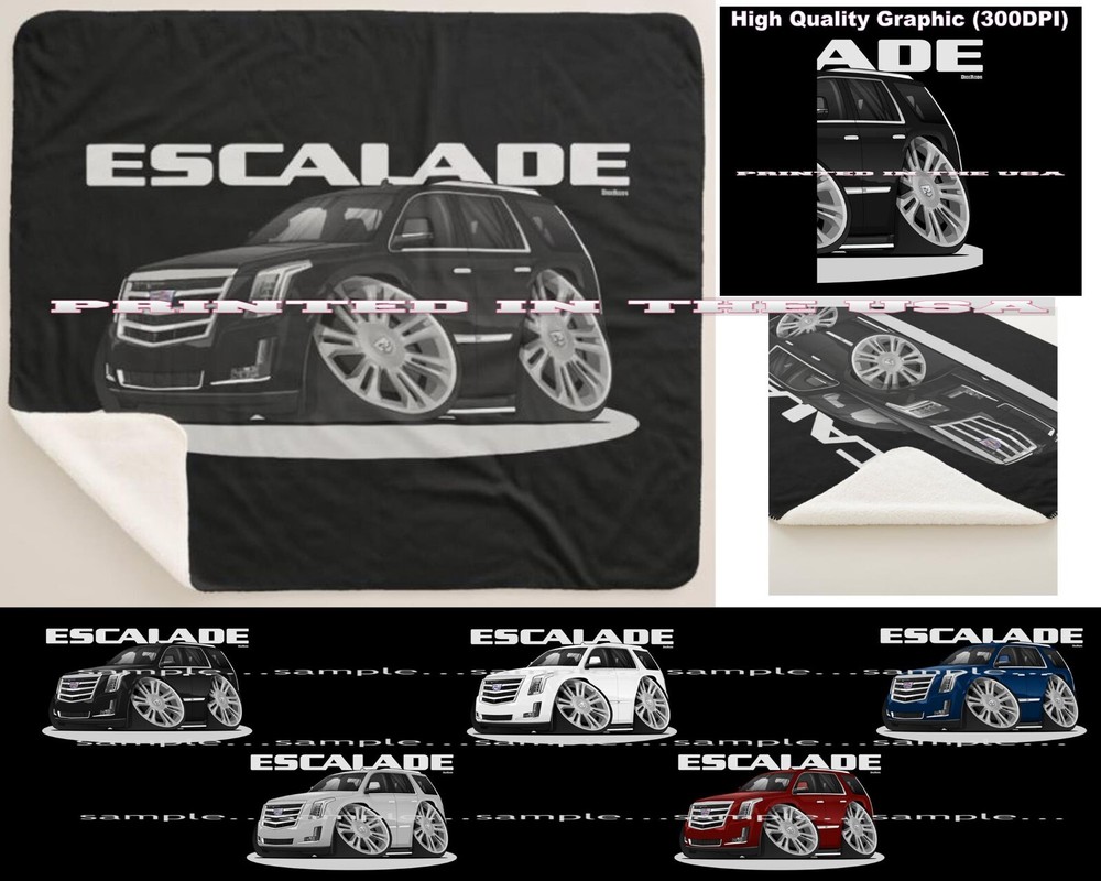 DigiRods Cadillac Escalade Luxury SUV Cartoon Car #2 Black Sherpa Fleece Blanket