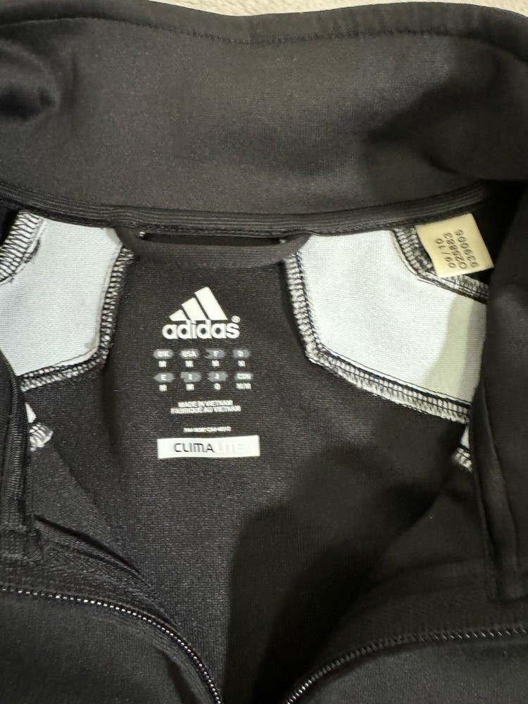 Adidas Mens Medium Black Climalite Track Jacket Full Zip Workout Three Stripe