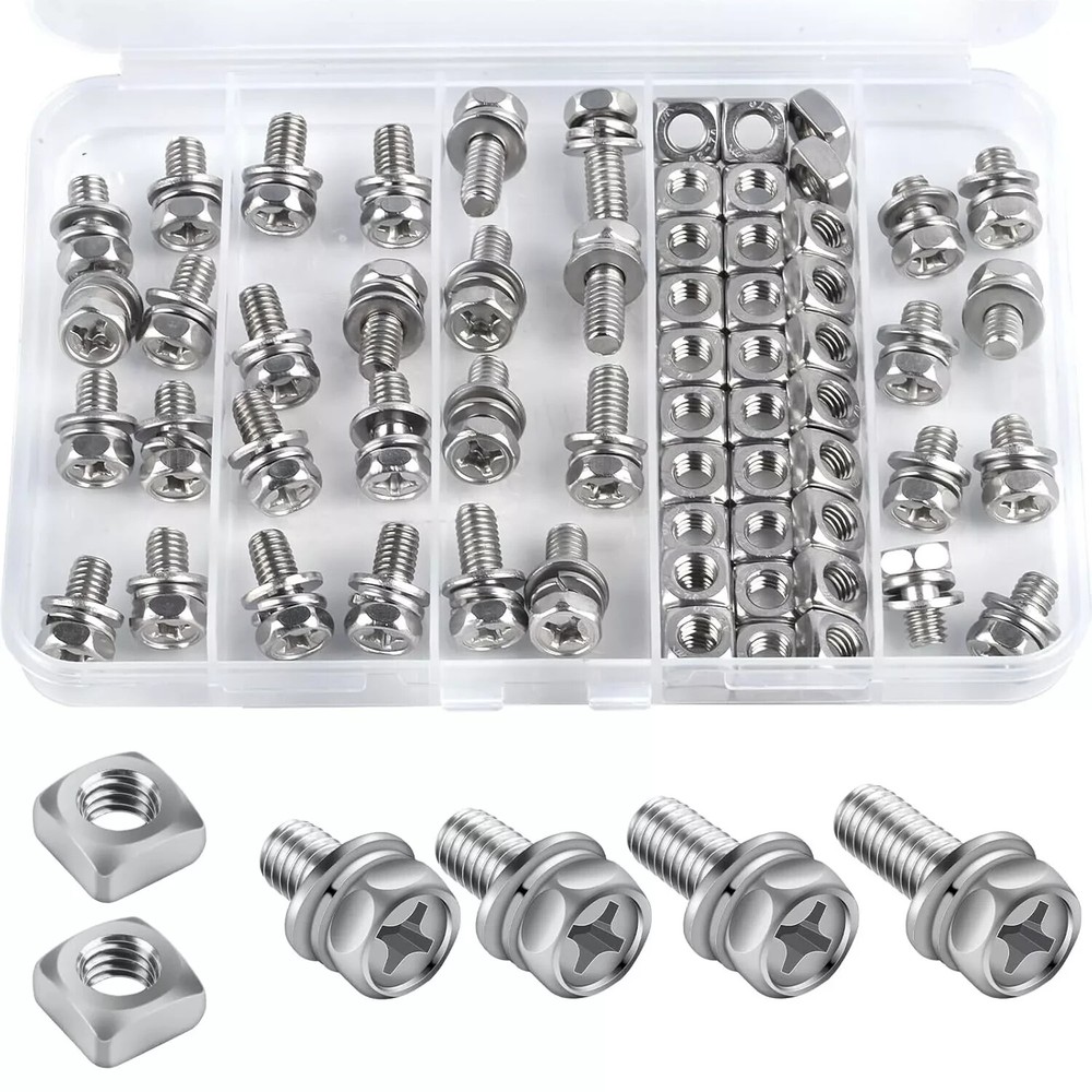 64Pcs Battery Bolts and Nuts, M6 Stainless Steel Motorcycle Battery Terminal Nut