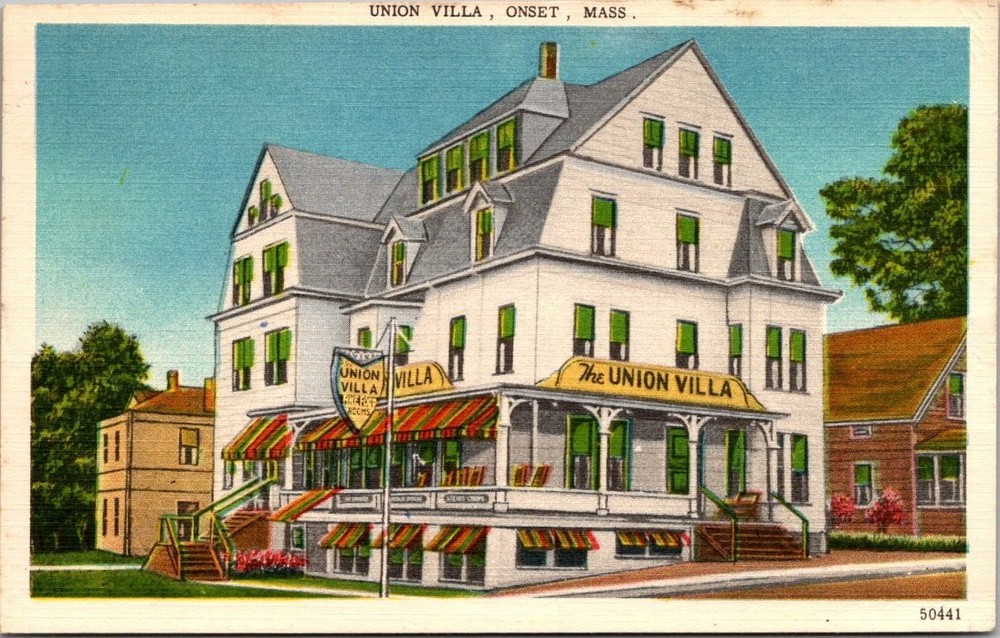1956 Union Villa Hotel Onset, Mass. Cape Cod Linen Postcard Posted