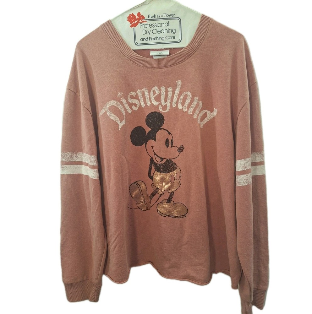 Disney Mickey Mouse Women's Shirt Pink Long Sleeves T-Shirt Size Large