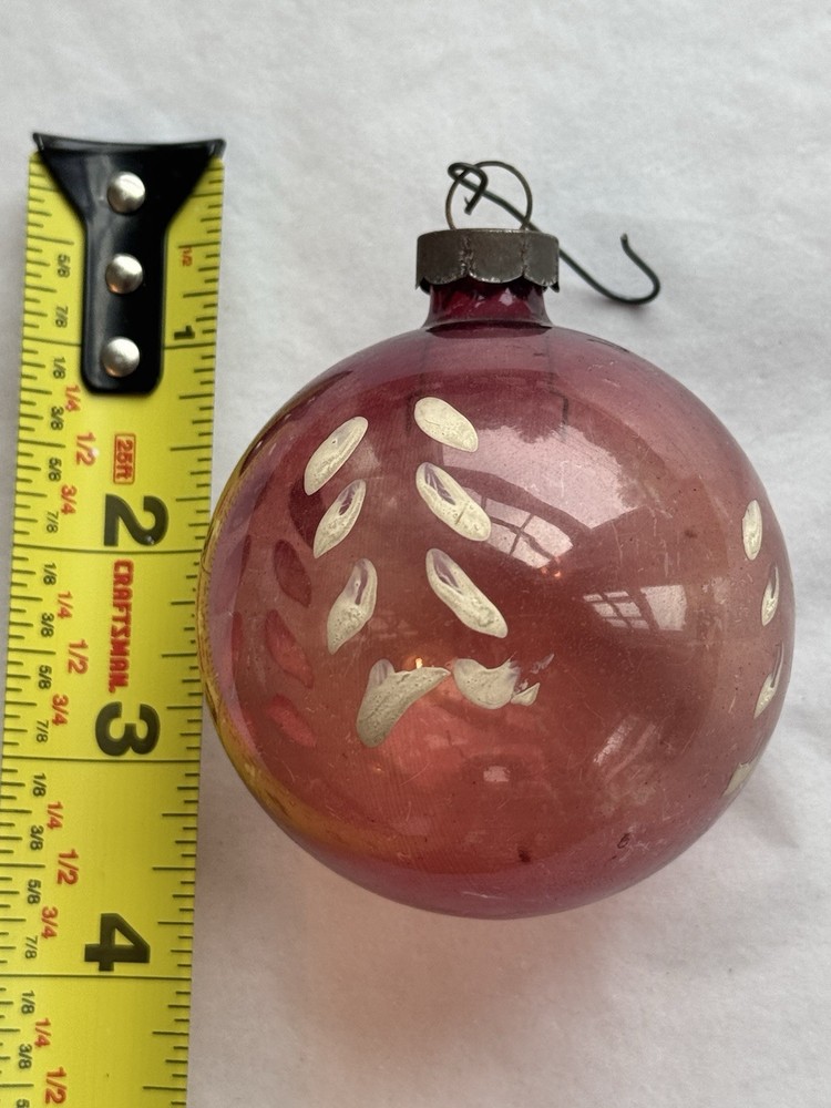 Vintage George Franke Glass Christmas Ornament 40s “Made US Of A” w/Scallop Cap