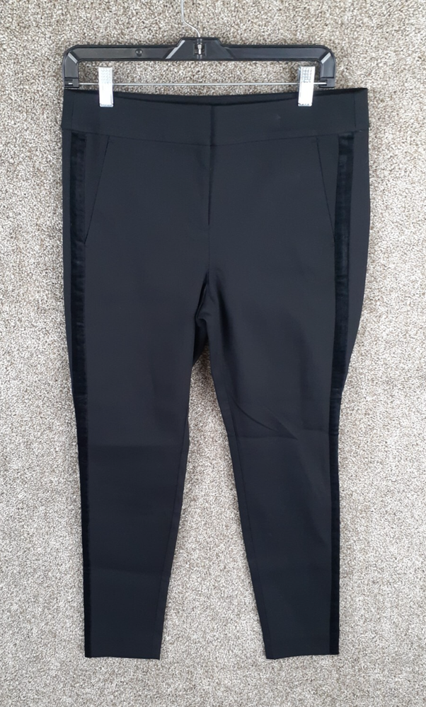 Ann Taylor LOFT Marisa Black Tuxedo Stripe Pant Womens 8P Black Mid Rise NWT