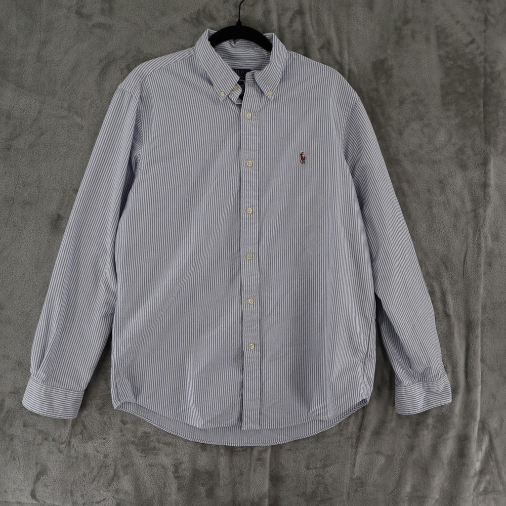 Polo Ralph Lauren Classic Fit Button Down Shirt Mens L Blue Striped Preppy NWOT