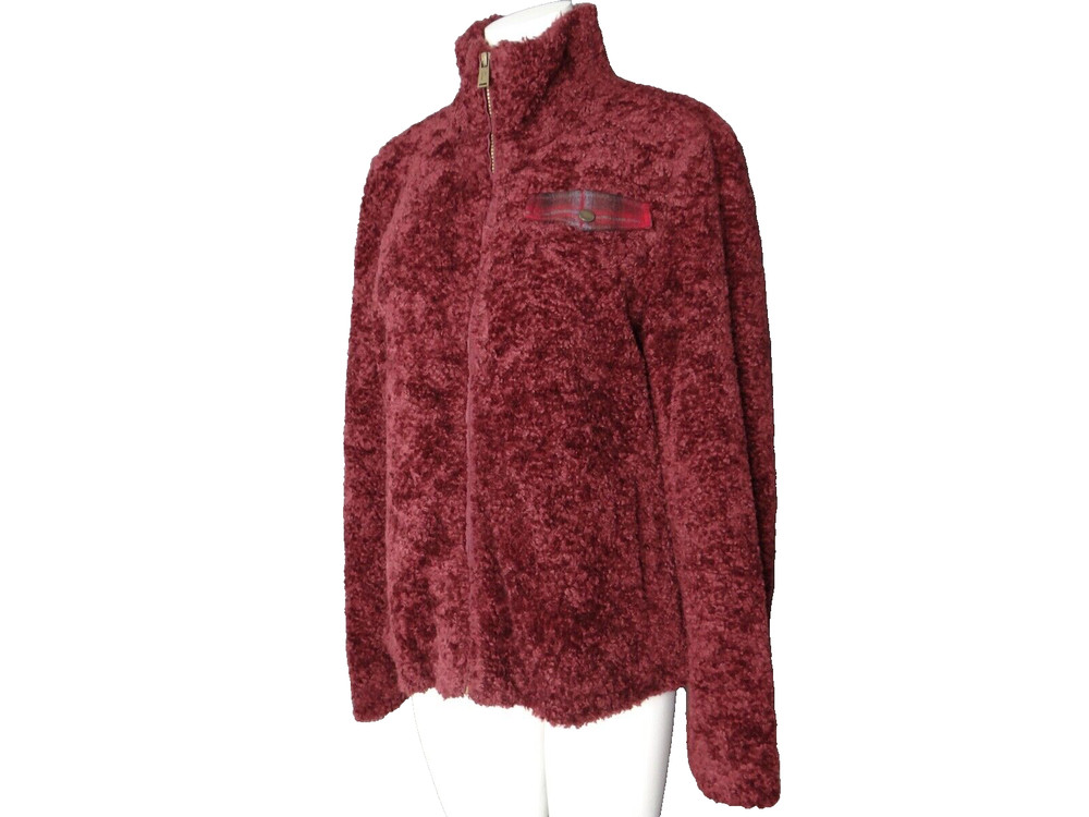 Pendleton Women's Medium Red Sherpa Full Zip Fleece Deep Pile Winter Jacket