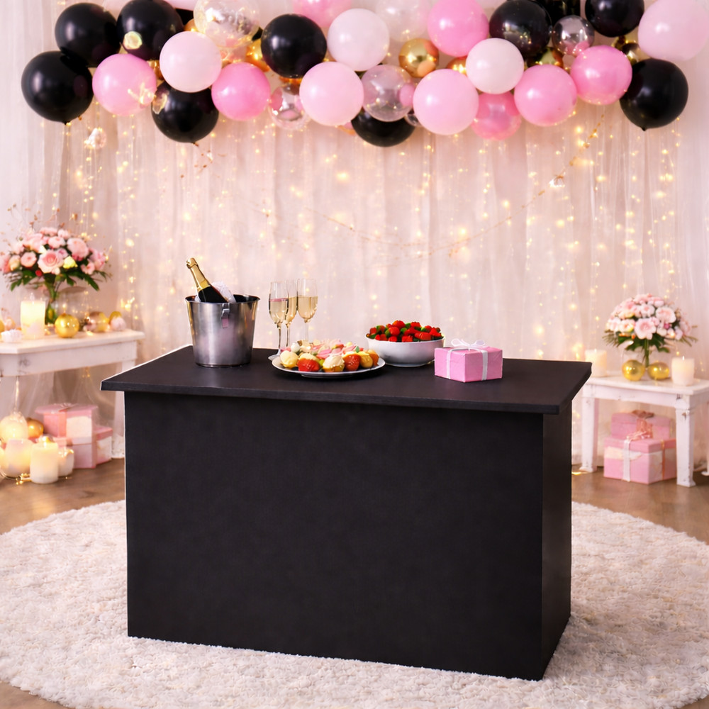 Black Party Cart, Catering Snack Bar, Mobile Display Stand,   Mobile Vendor Cart