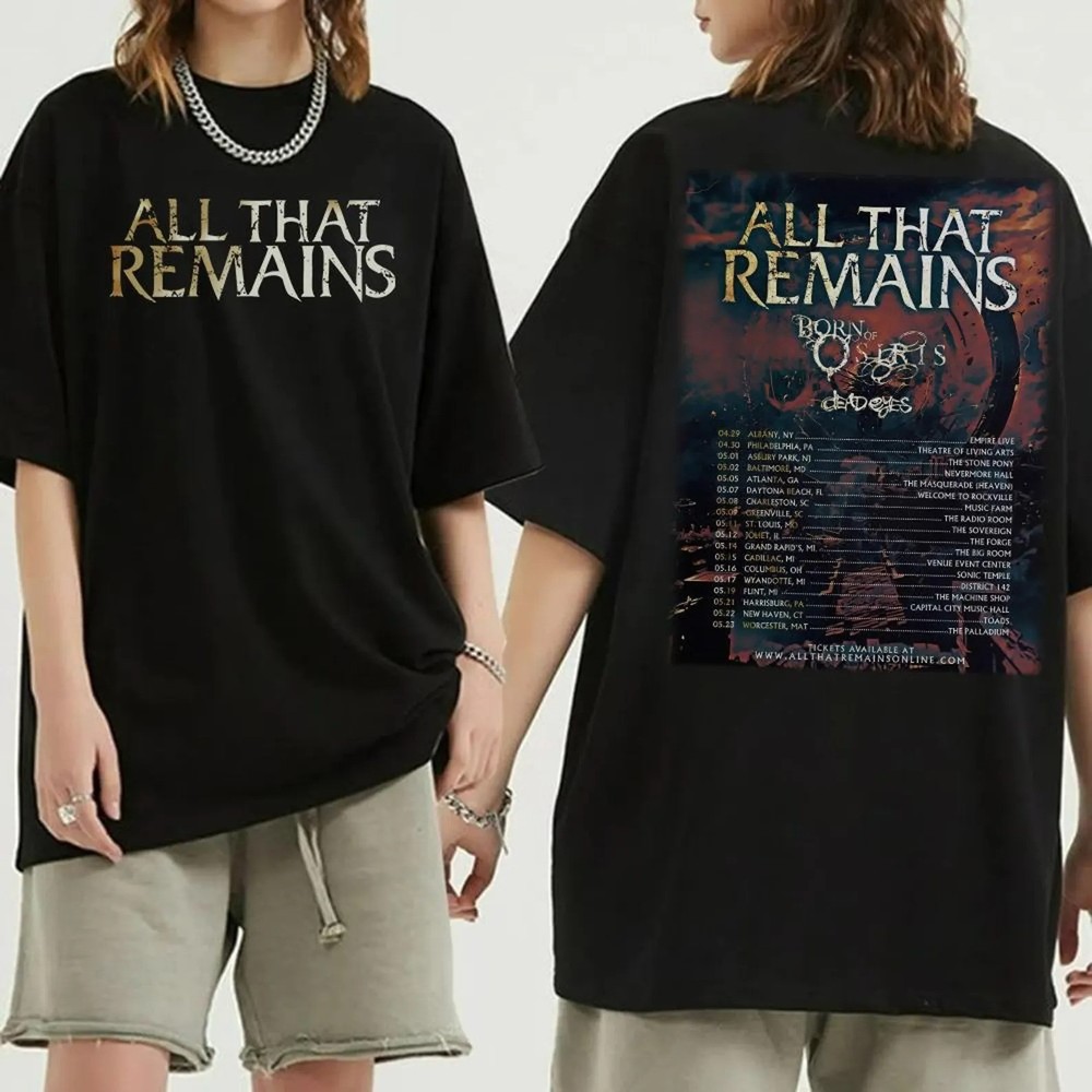 All That Remains Concert Schedule, American Rock Band Fan Merch T-Shirt