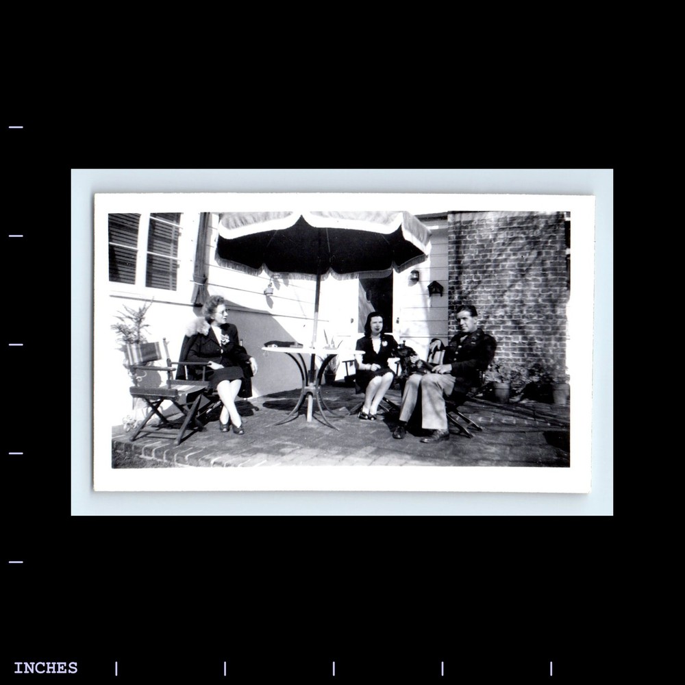Vintage Photo MAN WOMEN SITTING IN YARD