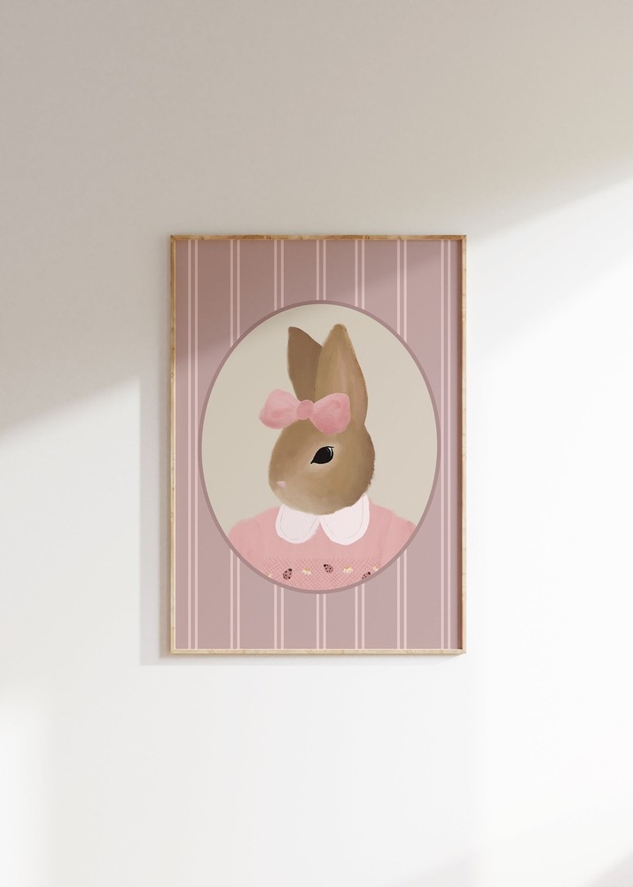 Vintage Aesthetic Nursery Abstract Vintage Painting Girls Room Bunny Print Farm