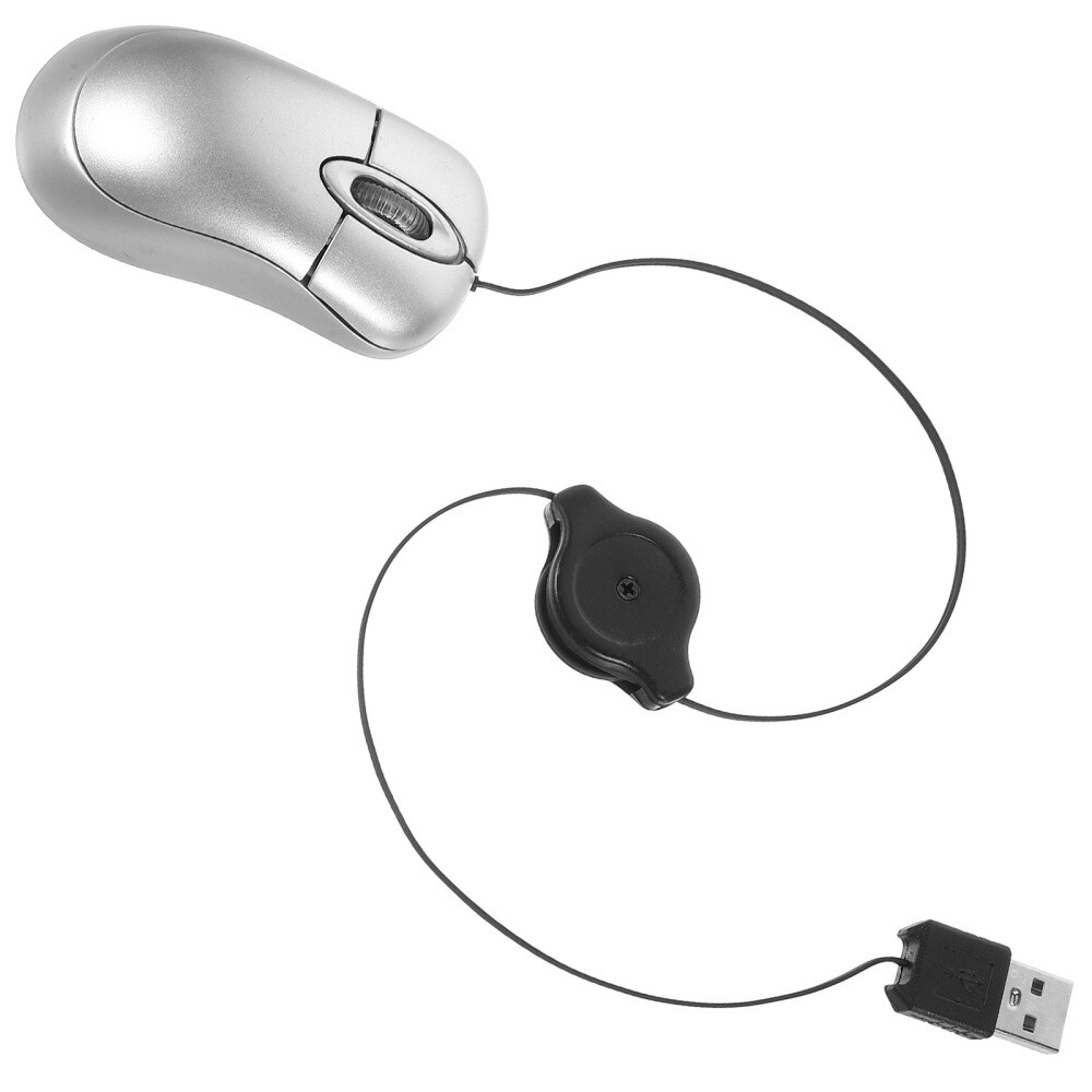USB Wired Optical Mouse with Retractable Cord for Laptop and Computer