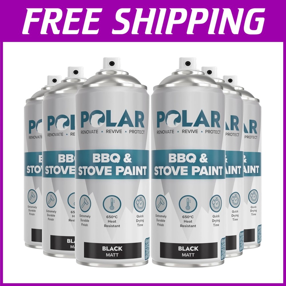 Matte Black Stove Paint - 1200°F Heat Resistant - 6 Pk