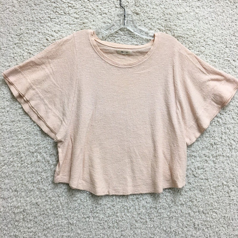 Madewell XL Pink Coral Cropped Short Sleeve Pullover for Women