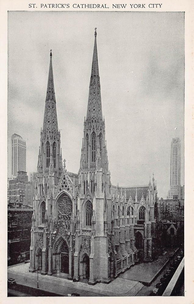 New York City NY Manhattan St Patrick's Cathedral Downtown 1930s Vtg Postcard R8