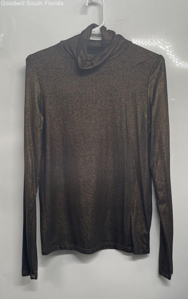 Majestic Filatures Womens Chocolate Brown Shimmer Soft Touch Deluxe T-Shirt Sz 3