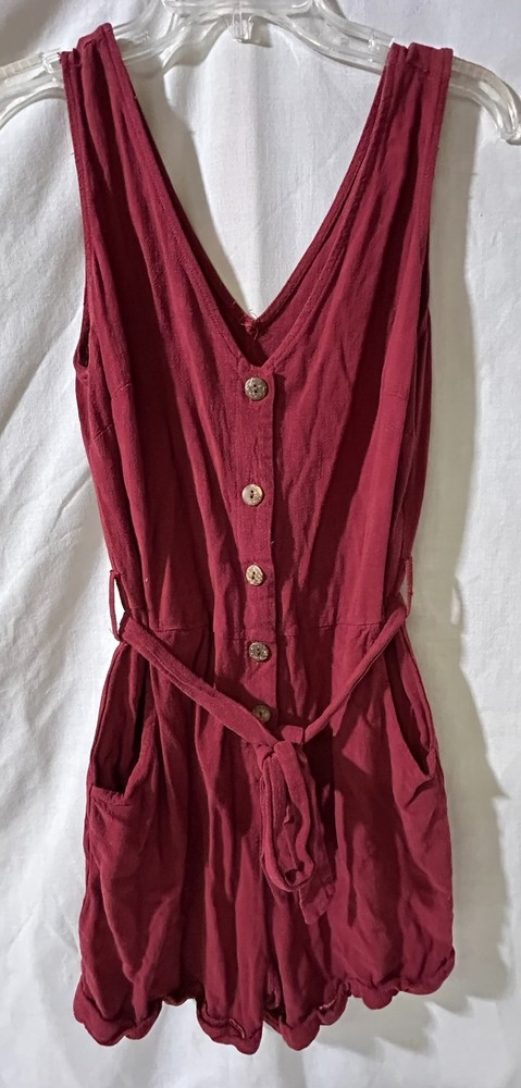 Unbranded Women's Burgundy Sleeveless Shorts Romper w/pockets Size Medium