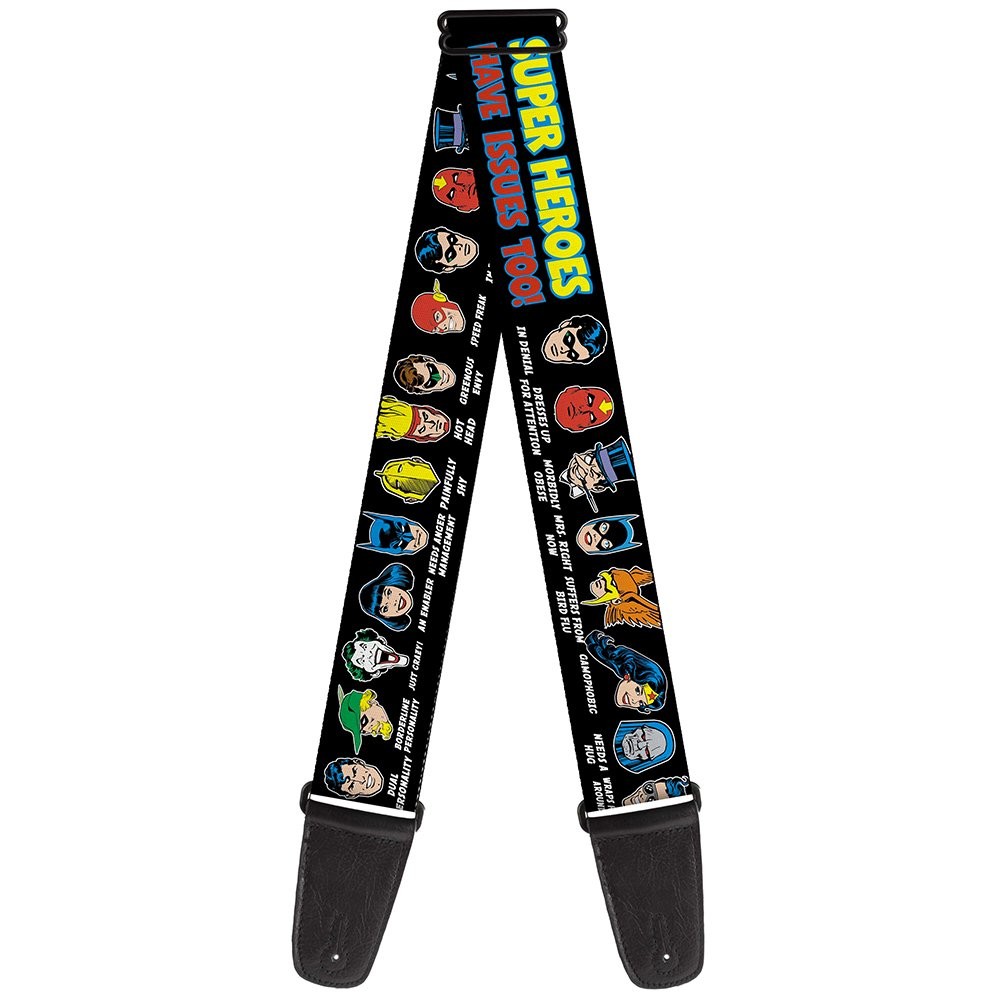 Guitar Strap - Dc Originals Super Heroes Have Issues Too! Faces/Iss... ACC NEWAnother great item from Rarewaves USA | Free delivery!