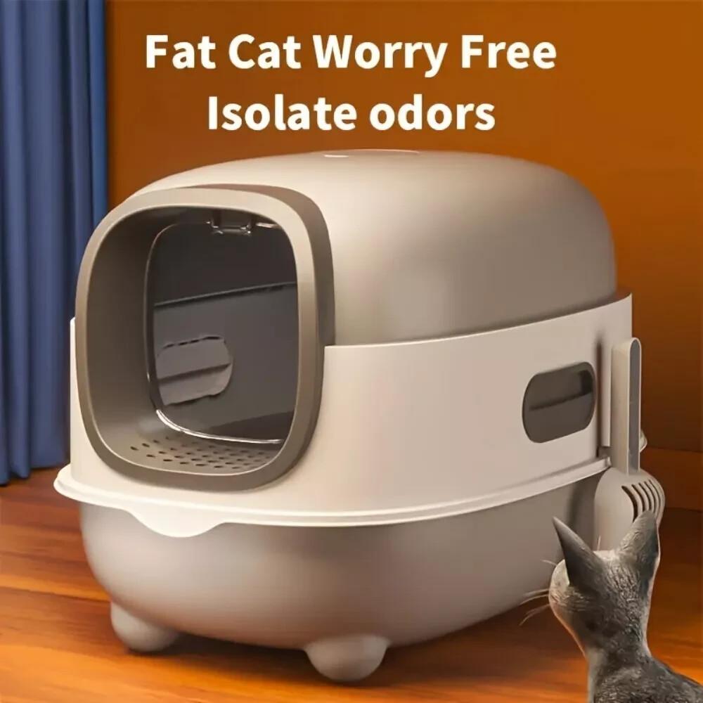 1pcs Large Foldable Cat Litter Box with Odor Control and Dual-Purpose Design