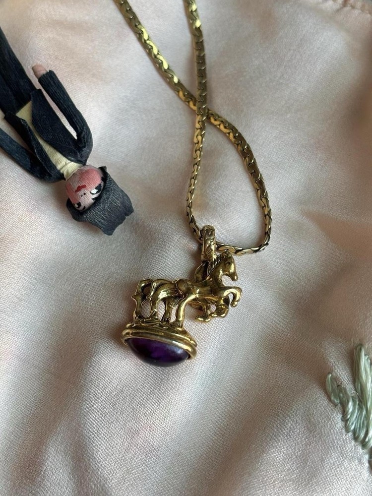 1960s Goldette N.Y. Figural Horse Pendant Necklace