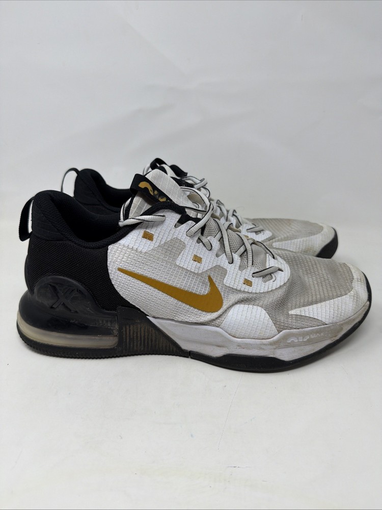 Nike Air Max Alpha Trainer 5 Shoes Mens Size 10.5White Black Gold Gym DM0829-101