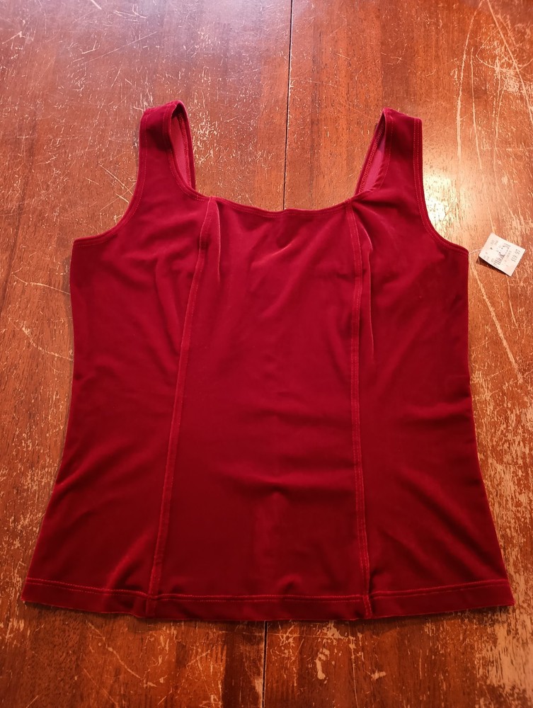 San Joy Women's Red Velvety Sleeveless Tank Top Size Medium