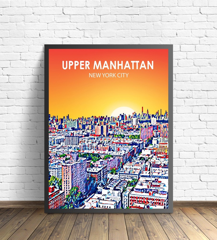 Upper Manhattan New York City Sunset Landscape Poster Print Upper Manhattan