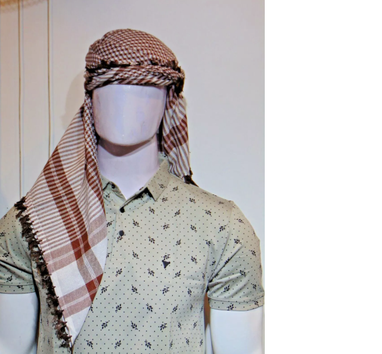Red and White Checkered Desert Head Scarf Traditional Style Headwrap