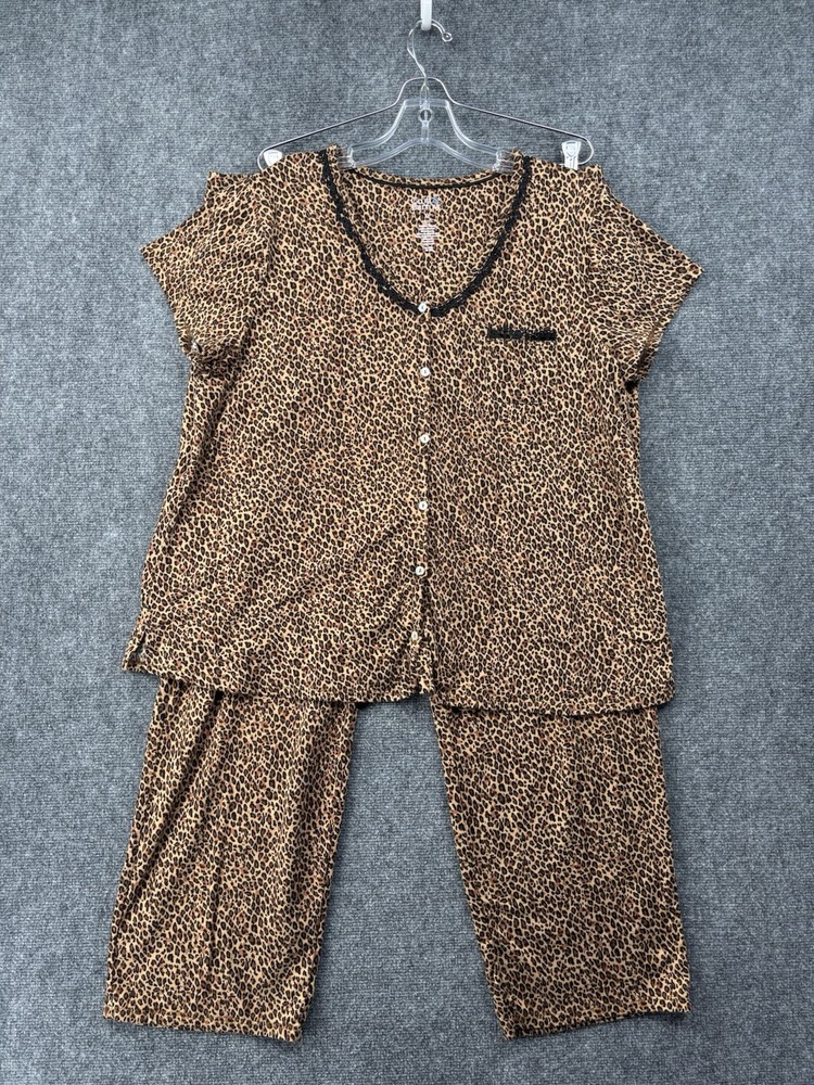 Croft & Barrow Leopard Print Pajama Set Women’s XL Soft And Comfy