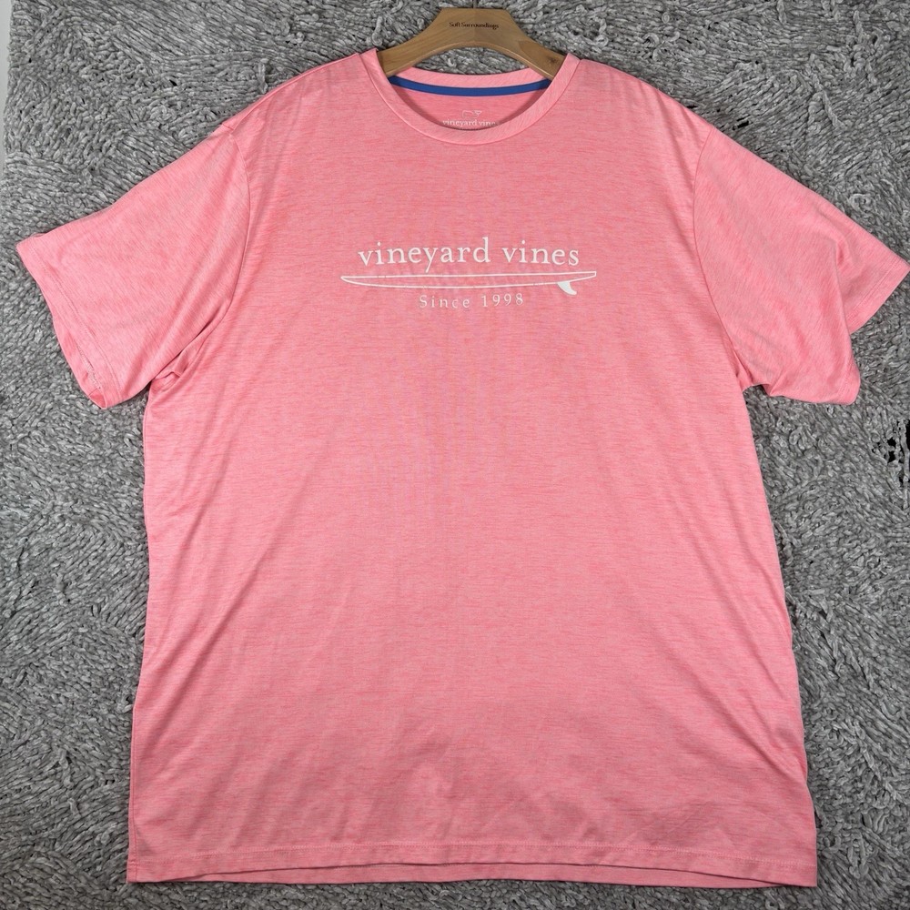 Vineyard Vines Performance T-Shirt Mens XL Pink Short Sleeve Stretch Summer Golf