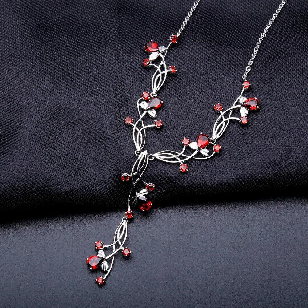 8.08ct Natural Red Garnet Handmade Sterling Silver Pendant Necklace