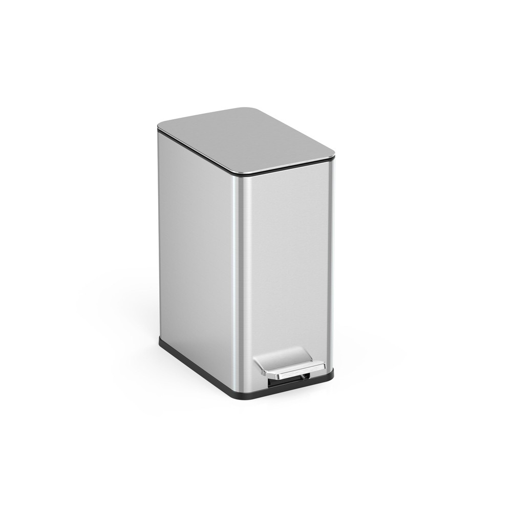 Nine Stars 2.6 Gallon Trash Can, Slim Step On Bathroom Trash Can,Stainless Steel