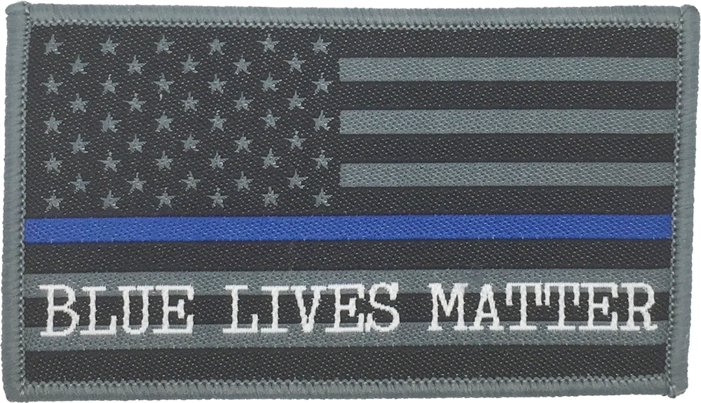 UNITED STATES OF AMERICA FLAG PATCH: Subdued Grey Blue Lives Matter