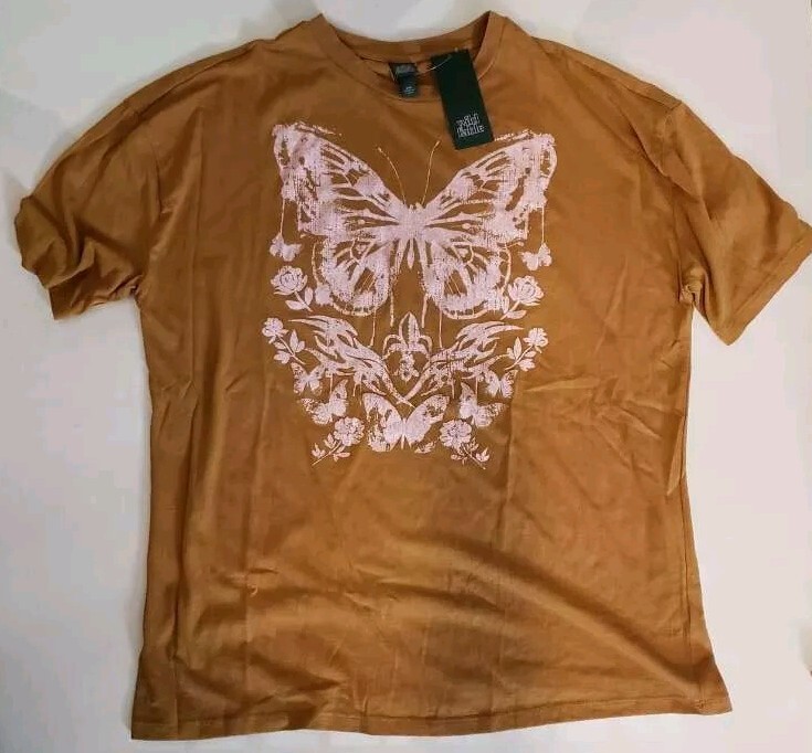 Women's Wild Fable Oversized Butterfly Graphic Sandstone Orange T-Shirt Any Size
