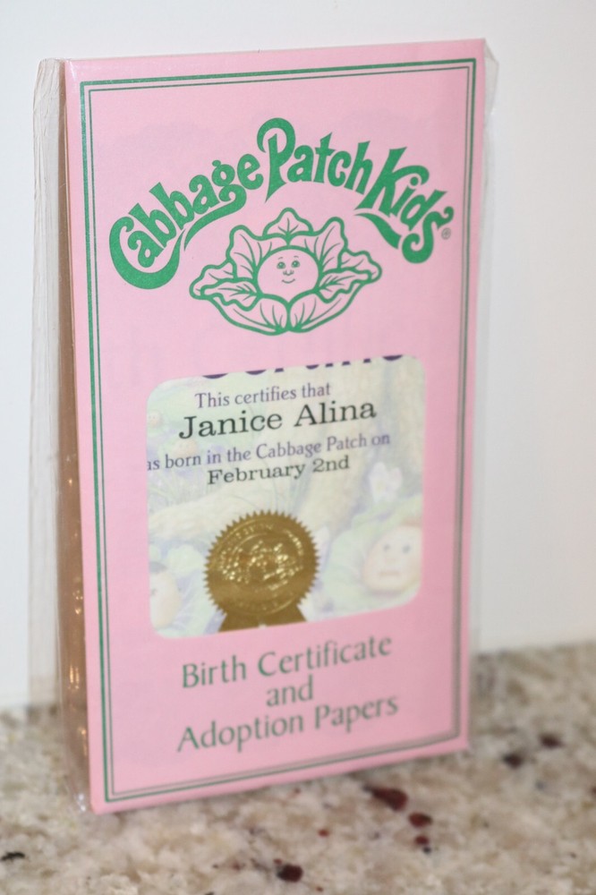 Cabbage Patch Kids- Modern Play Along Birth Certificate Janice Alina 2/2