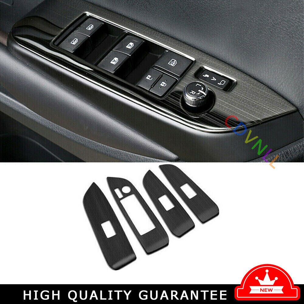 Window Lift Switch Button Cover Trim For Toyota Highlander 14-19 Black Titanium
