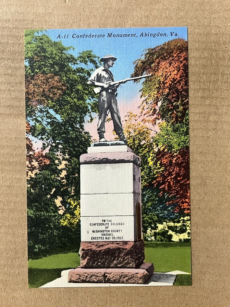Postcard Abingdon VA Virginia Civil War Confederate Soldiers Monument Vintage PC