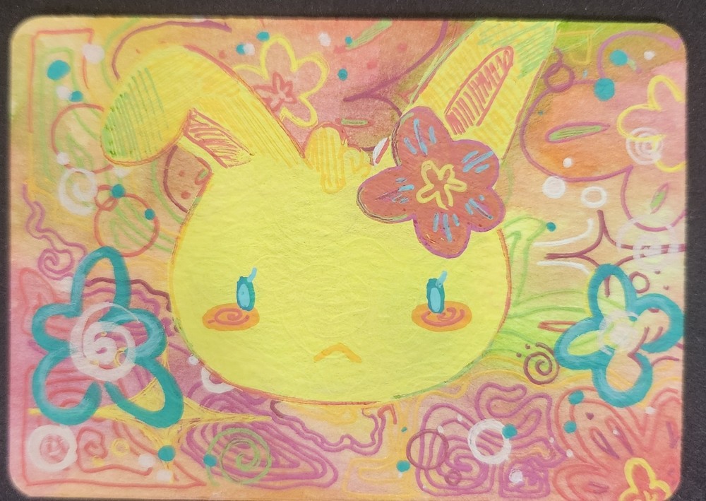 ACEO Art Card Tropical Bunny by samicostudio
