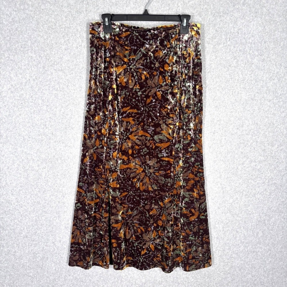 Y2K 90s Velvet Maxi Skirt 8 Brown Fairy Forest Grunge Abstract Whimsigoth Phoebe-image