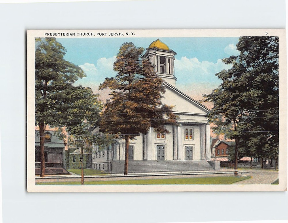 Postcard Presbyterian Church Port Jervis New York USA North America