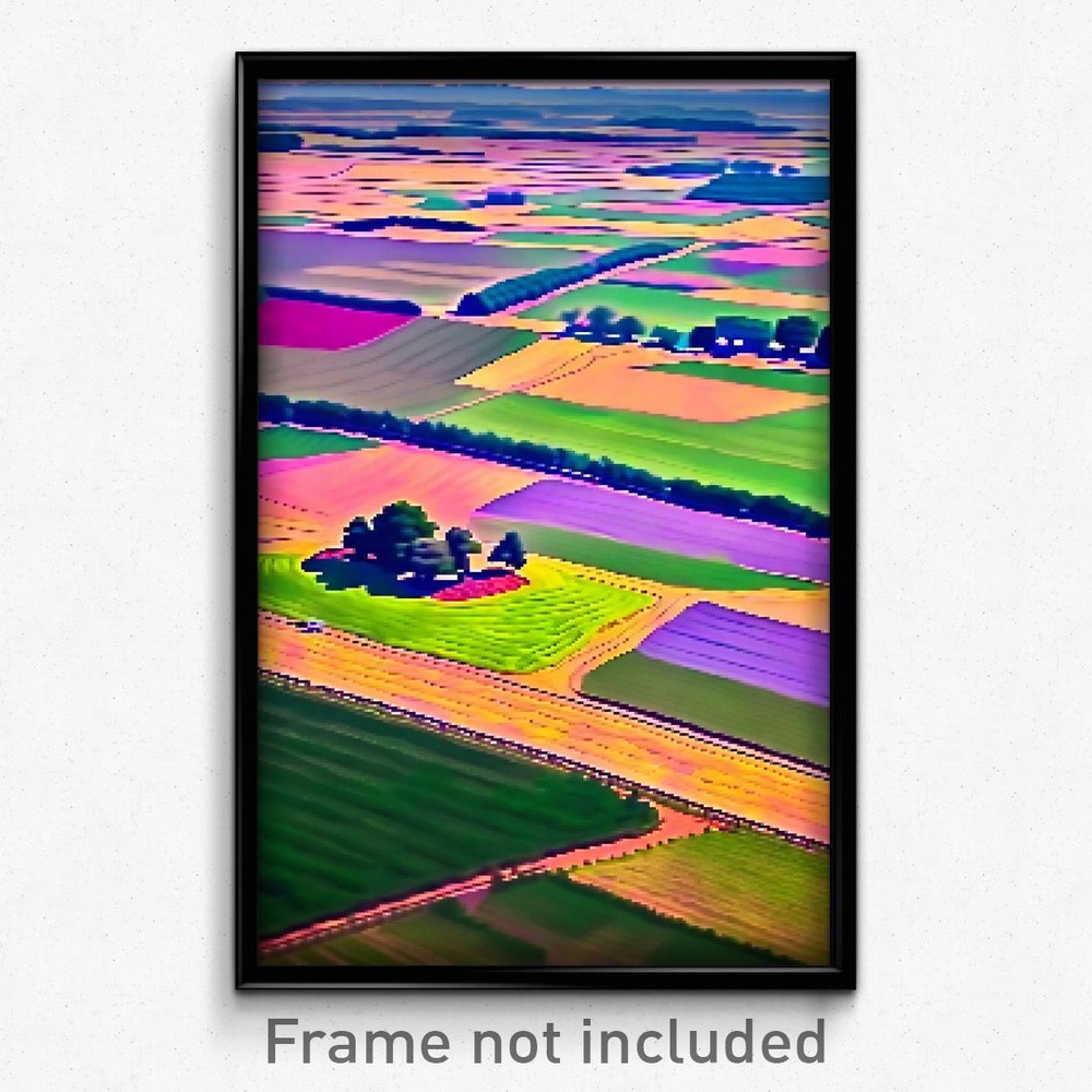 Pixel Art Poster - Outlandish Fields (8 Bit Psychedelic Trippy Video Game Print)