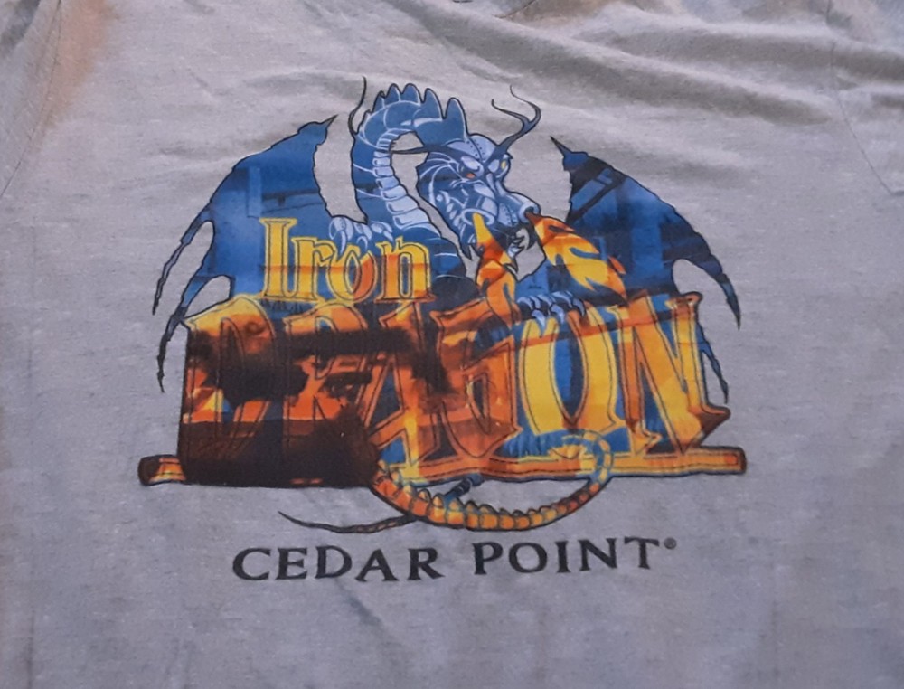 Cedar Point Iron Dragon Roller Coaster Amusement Park Grey XXL Tee Shirt
