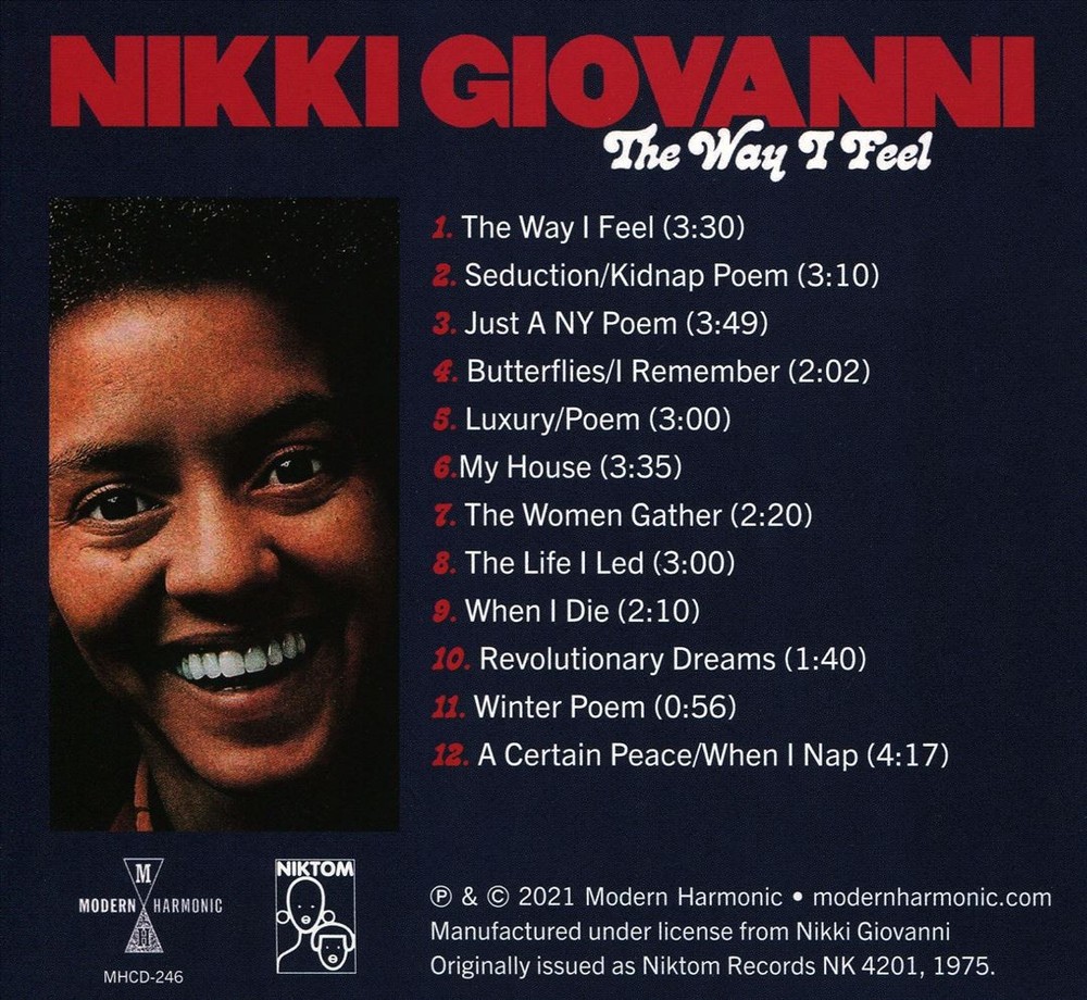 Nikki Giovanni Way I Feel New Cd