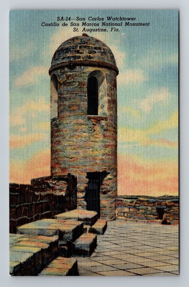 St. Augustine, FL-Florida, San Carlos Watchtower Castillo Vintage Postcard